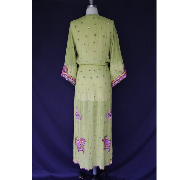 Calypso St. Barth silk Zakia beaded tunic caftan maxi dress kimono ethnic S - Picture 9 of 10